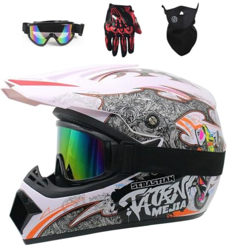 Motocross Helmet Set, Youth Kids Full Face MTB Motorbike Helmet