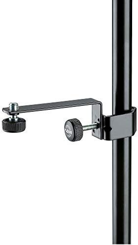 K&M 238 Mikrofon-Halteschiene Schwarz aus Stahl - für Rohrdurchmesser 3 cm - mit 3/8 Rändelschraube zur Mic-Aufnahme