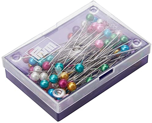 Prym 028625 Perlkopf-Stecknadeln 0,58 x 40 mm bunt Sortiert, Karte mit Dose