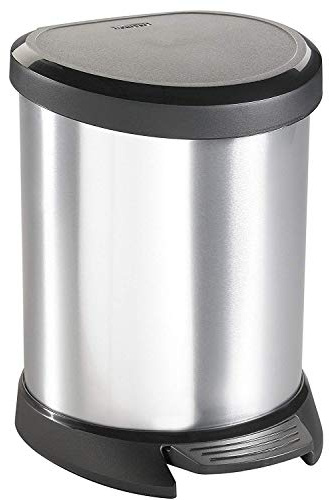 Curver 02160 Metallic's Abfallbehälter 5 Liter, metallic-silber