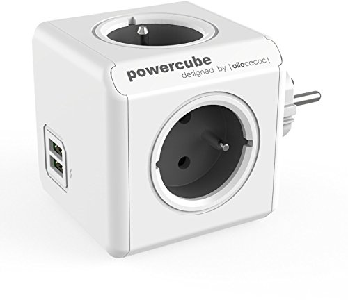 Allocacoc PowerCube Original USB Type E Interior 4salidas AC Gris Base múltiple - Bases múltiples (Interior, 4 Salidas AC, Tipo E (FR), Gris, CE, 16 A)