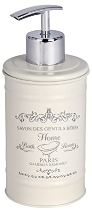 WENKO Seifenspender Home - Flüssigseifen-Spender, Spülmittel-Spender Fassungsvermögen: 0.35 l, Stahl, 8.5 x 16.5 x 7 cm, Creme, Beige, 16.5 x 7 x 8.5 cm
