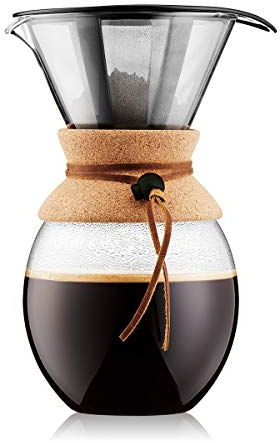Pour over: caffettiera con filtro dorato, becco corto, 1.5 l