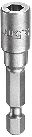 kwb Magnetische 5 mm Bit-Stecknuss Professional aus TQ 60-Stahl (Antrieb:: 1/4 Zoll EQ 6.3 Sechskantschaft, ISO 1173, für Außen-Sechskantschrauben)