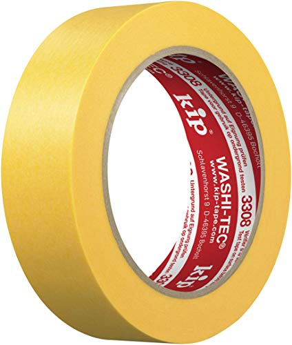 Kip WASHI-TEC Goldkrepp, Innen & Außen, 30mm x 50m | scharfe Farbkanten, UV-beständig, reißfest, Malerband, Lackierband, rückstandslos