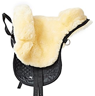 Engel Reitsport | FELLSA-R1-MED | Hochwertiger Fellsattel | echtes Merino Lammfell | baumloses Bare-Back-pad | Gr. Pony Farbe med./Natur