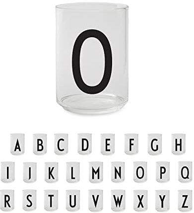 Design Letters Bicchieri Acqua Vetro (A-Z) | Regali di Natale Uomo & Donna | Vetro Borosilicato Progettato in Danimarca | Perfetto per Decorazioni Natalizie o Decorazioni da Tavola | 350 Ml