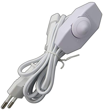 Regolatore di luminosità LED (regolatore girevole con cavo) 1-60 Watt a regolazione continua, silenzioso, Bianco