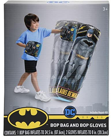 Batman Boxsack mit Handschuhen für Kinder, freistehender aufblasbarer Boxsack für den Innen- und Außenbereich, Boxsack für Kinder für Training und Spiel, langlebiger und robuster Boxsack