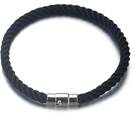 Halukakah ● SEGELN ● Herren Nylon-Seilschnur Armband Klassisch Alles Schwarz Handgefertigt Magnetverschluss 20cm mit Kostenloser Geschenkpackung