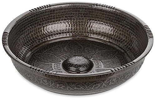 Alisveristime Traditionelle türkische Hamamschale mit authentischen Motiven (440 g) aus Zink (20 cm Durchmesser) (schwarz)
