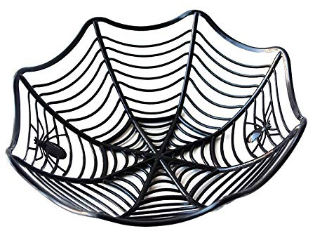 MWBLN Halloween,Piatto di Frutta con Ragnatela Nera di Halloween, Confezione di Biscotti Caramelle, Decoro Dolcetto o Scherzetto con Scodella per Cesto, per Forniture per Feste di Halloween Nero