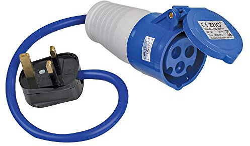 PRO ELEC PELB0137 16A, 230V, 1 Gang UK 13A Mains Plug to CEE Socket Extension Lead, 2P+E, Blue, 350mm