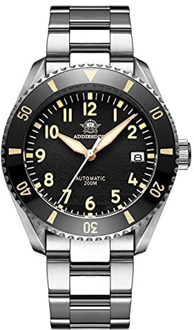 ADDIESDIVE Hombre de Cristal de Zafiro de Acero Inoxidable 200 m de Buceo Reloj automático Japón NH35A Movimiento automático Reloj mecánico para Hombre H9