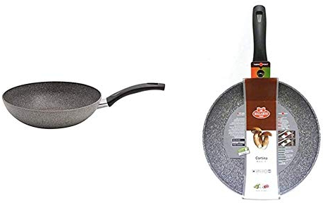 BALLARINI Cortina Granitium Padella Wok 1/M, Alluminio, Grigio, 28 cm & Cortina Granitium Padella 1 Manico, Alluminio, Grigio, 20 cm