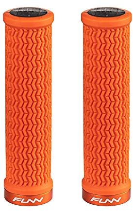 Funn Holeshot Mountain Bike Grips With Single Lock On Clamp, Lightweight And Ergonomic Bike Handle Grips With 22 mm Inner Diameter, Hardened End Bicycle Handlebar Grips For MTB/BMX (Orange)