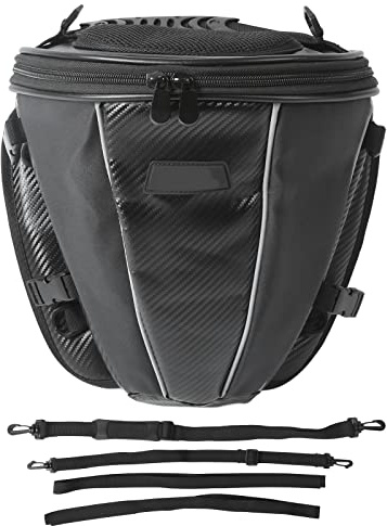 Yctze Motorcycle Tail Bag – PU Polyester Rear Bag with Rain Cover, High-Capacity & Lightweight Design for Motorcyclists and Cyclists, Compact Portable Storage for Commuting,