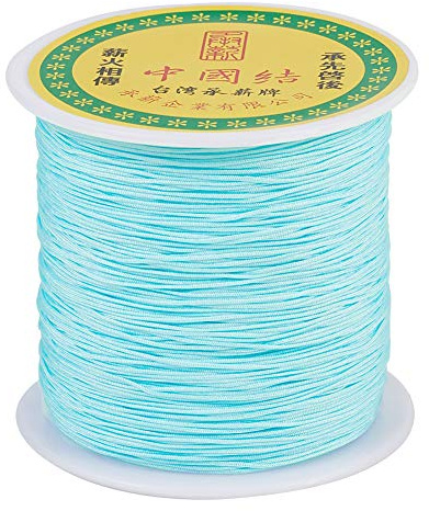 Craftdady- Cordoncino in nylon intrecciato per perline da 0,5 mm, per nodi cinesi, macramè, braccialetti fai da te, collane e gioielli, da 137 metri, colore: turchese chiaro