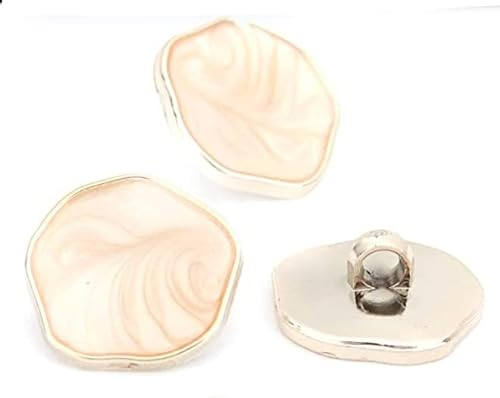 10 edle, unregelmäßige Ösenknöpfe in beige, Emaille 21 mm x 20 mm - zum nähen, annähen aufnähen Basteln und Dekorieren