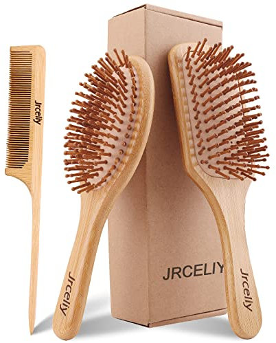 jrceliy Phantom Cables 22DS32 Bamboo Hair Brush Set for All Hair Types, Women & Men, 4pcs, Eco Friendly