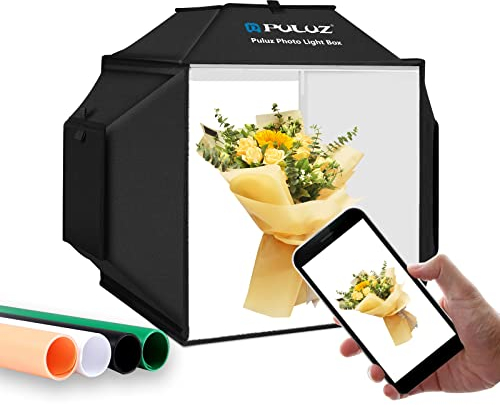 PULUZ 40cm Photograyphy Studio Light Box Shooting Tent Box, Portable 16x16 inch Soft Box Photo Lightbox Backdrop Kit With 4 Color Background LED Panel Kit