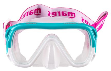 Mares Keewee Jr – Taucherbrille Kinder aus Silikon, Einzellinse aus gehärtetem Glas, großes Sichtfeld, Stoffband mit Schnorchelhalter