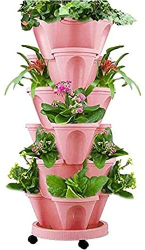 FJAUOQ Erdbeer Pflanzgefäß Dreidimensionaler Mehrschichtiger Blumentopf Aus Kunststoff Stapelbare Pflanzgefäße Für Kräuterblumen GemüseTomaten Mit Vertikaler Gartenarbeit,003