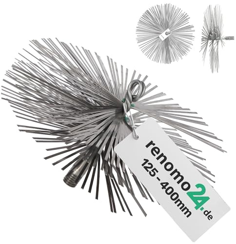 Renomo24 1x Schornsteinbesen aus Federstahl für gemauerte Schornsteine (Kamine) / Kaminbesen mit M12 Gewinde / 250mm