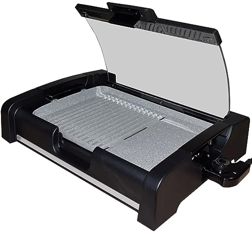 Syntrox Tischgrill Strivasa mit Keramik Grillplatte, Elektrogrill 2200 Watt, Kontaktgrill, elektrischer Tischgrill, Handlich, 6 Kilogramm, Rutschfeste Gummifüße
