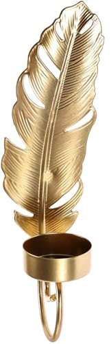 HOMSFOU Wall Sconces Candle Holder: Golden Iron Art Hanging Wall Mounted Decorative Candle Sconce for Living Room Home Decorations Weddings Event
