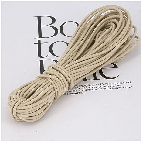 Yurosiay Gummikordel 50m×2.5mm Elastische Kordel Bunt Gummiband Rund Elastisch Schnur Gummischnur zum Nähen Elastischer Faden für Kleidung Haushalt Basteln Schaukeln Schnürsenkel Beige