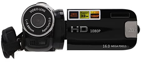 Lazmin112 Videokamera-Camcorder, Full HD 1080P 16 MP Digitalkamera, 270° Drehung, 2,7-Zoll-Farbbildschirm, 16-facher Zoom, für Vlogging, für Jugendliche, Studenten, Anfänger, Ältere (Black)
