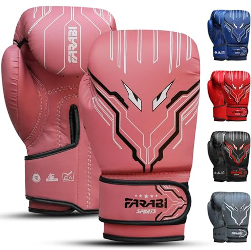 Farabi Sports Kids boxningshandskar Pojkar och flickor Kickboxningshandskar 6-oz ungdom, junior boxningshandskar för MMA, Muay Thai boxningssäck och träning för ålder 5-10 år (Pink, 6-oz)