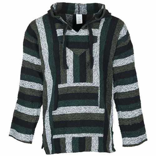 Siesta Baja Hoodie - Mexikansk Jerga Hooded Top - Hippy Festival Jumper för män och kvinnor (Mintiga Grön, XXL)