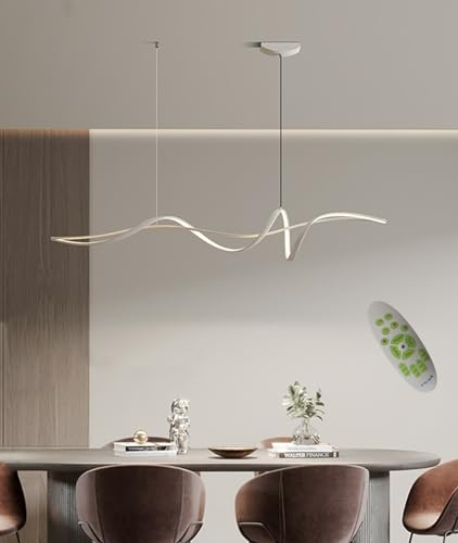 DDYY LED Hängeleuchte esstisch Pendelleuchte dimmbar mit Fernbedienung pendellampe höhenverstellbar Moderne Hänge lampe für Esszimmerlampen Esstischlampe Wohnzimmer büro Küche leuchte (weiß, L160CM)