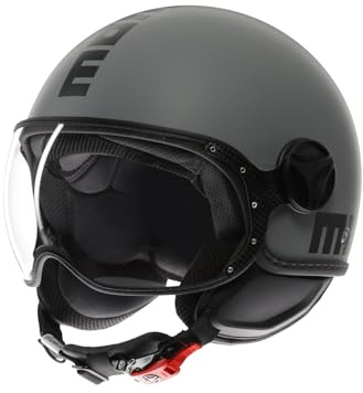 MOMODESIGN - FGTR Classic E2206, Jethelm Motorradhelm, Jethelm ECE-Zertifiziert, Offener Roller Helm, Herren und Damen, Leicht mit Visier, Gray/Black, L