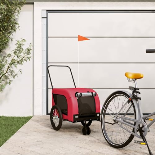 LAPOOH Fahrradanhänger Hunde Rot und Schwarz Oxford-Gewebe & Eisen, Fahrrad Anhänger, Lastenanhänger, Handwagen, Fahrrad-lastenanhänger, Lastenfahrrad - 94020