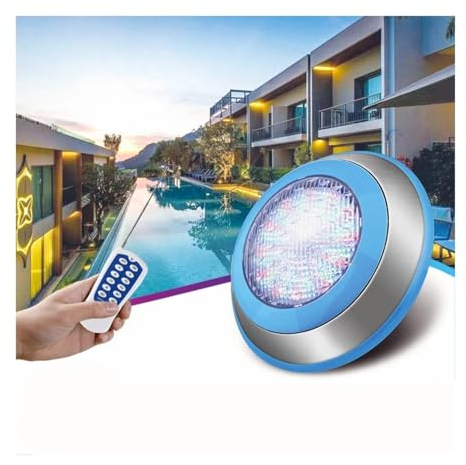LGJEGD Unterwasser-Tauch-LED-Leuchten, IP68 Wasserdicht 12/24V Edelstahl Wand-Pool-Leuchten (Color : AC24V-4-RGB+control, Size : 45w)