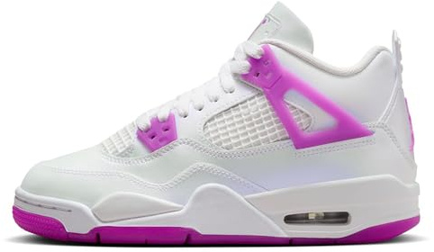 Nike Air Jordan 4 Retro Grandi Bambini, Bianco/Viola Iper, 5 Big Kid
