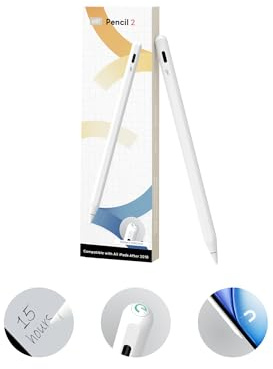 eiP Pencil 2 Magnetischer Eingabestift mit langlebigen Spitzen für iPad | 0,1-mm-Präzisionsspitze, Handballenerkennung, für iPad Pro, iPad Air, 11″/13″ und iPad mini 6
