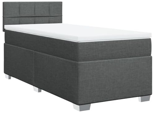 vidaXL Boxspringbett mit Matratze Dunkelgrau 90x200 cm Stoff