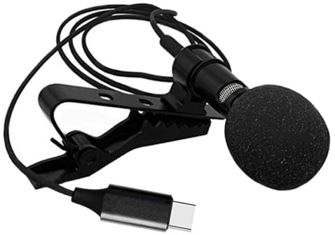 Yardenfun Mini-lavaliermikrofon Kleines Kondensatormikrofon Typ-c-aufnahmemikrofon Für Smartphones Mit Pu-Tasche Rauschunterdrückung Plug-and-Play Clip-Design Für Live-übertragungen Und Vlog