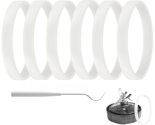 6 Pack Rubber Gaskets Replacement Seal White (3.94 inch)O-Ring for Nutri Ninja Blender Replacement for Ninja Auto-iQ Pro Extractor CT680 BL456-30 BL480 BL681A BL682 BL640