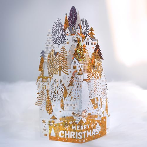 Regendeko 3D Weihnachtskarten Pop Up Karte Weihnachten Grußkarte zu Weihnachten Geschenk Weihnachtskarten mit Umschlag Set