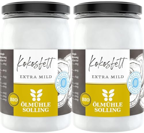 Kokosfett desodoriert 250 ml Glas - Bio - Ölmühle Solling (Packung mit 2)
