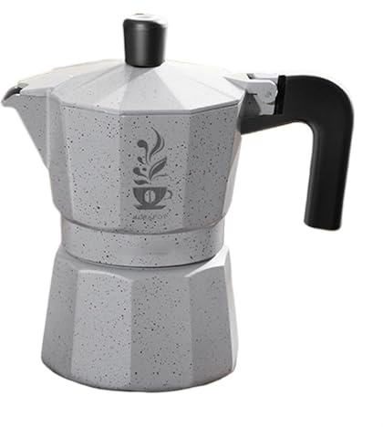 Cafetera de estufa, olla Moka de inducción, olla for verter a mano, olla de moca, estufa, jarra for espumar café expreso, máquina de café expreso, espumador de mano for café de metal(Gray)