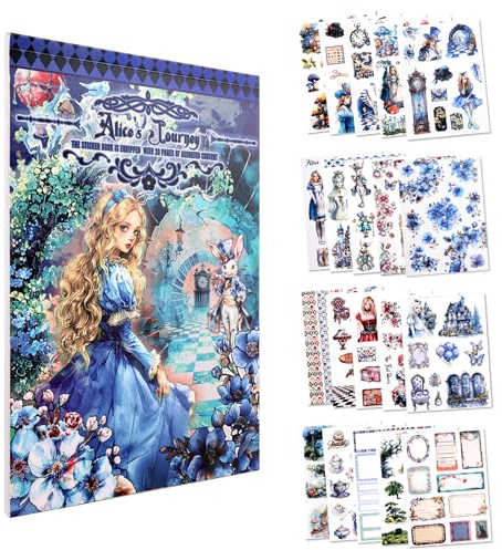 Lychii Alice im Wunderland Scrapbooking-Stickerbuch – 234 Niedliche Journaling-Sticker (A5) für Junk Journals, Kartenbasteln & Kunst