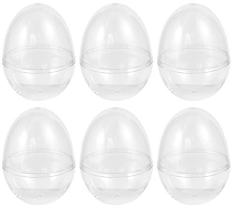 Ipetboom Clear Plastic Easter Eggs 6Pcs - Transparent Fillable Candy Boxes for Party Favors Wedding Baby Shower Birthday Decorations 3.5X2.8In Hollow Candy Storage
