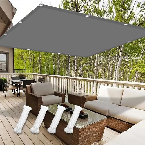 Tenda a Vela Ombreggiante Quadrata 5 x 5 m Anti UV 98% Parasole Telone in Tessuto Impermeabile Anti UV Antivento con Occhielli con Fune per Esterno Terrazza, Grigio Chiaro
