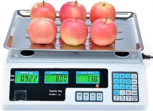 Bilancia Elettronica Digitale per Alimenti con Cavo di Ricarica, Bilancia Commerciale da 40 kg per Carne, Frutta e Verdura da Cucina - Batteria Ricaricabile